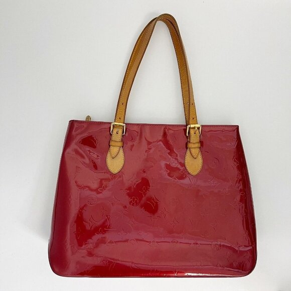 Louis Vuitton Tote Bag Brentwood Vernis Monogram Patent Leather Red - Picture 1 of 17